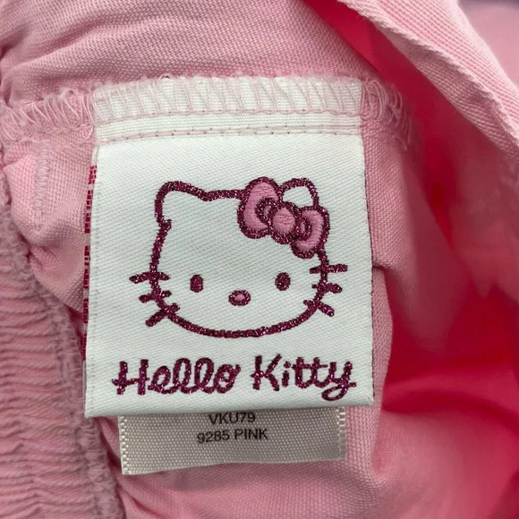 Hello Kitty Pants Kids Sz L (6X) Pink Embroidered Wide-Leg Ruffle Hem Stretch - Picture 10 of 12